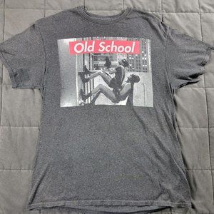 Batman DC Comics Mens Large Gray T Shirt Old School Batman Robin Wall Walk